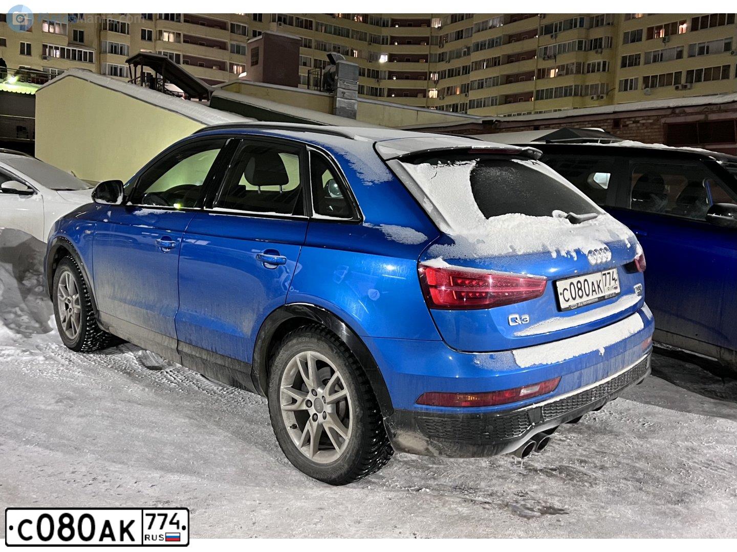 Фото автомобиля AUDI Q3, 2017 — госномер С080АК774. Цвет: ГОЛУБОЙ