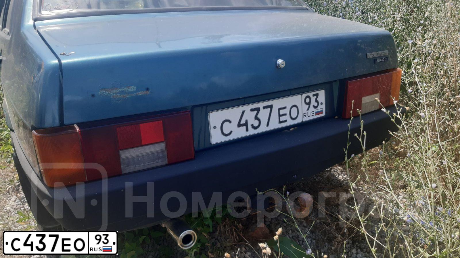 Фото автомобиля LADA 2109 SAMARA, 1997 — госномер С437ЕО93. Цвет: Темно-зеленый