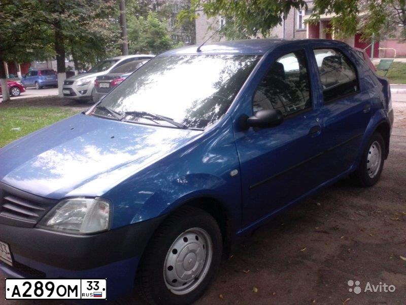 Фото автомобиля RENAULT LOGAN, 2007 — госномер А289ОМ33. Цвет: СИНИЙ МЕТАЛЛИК