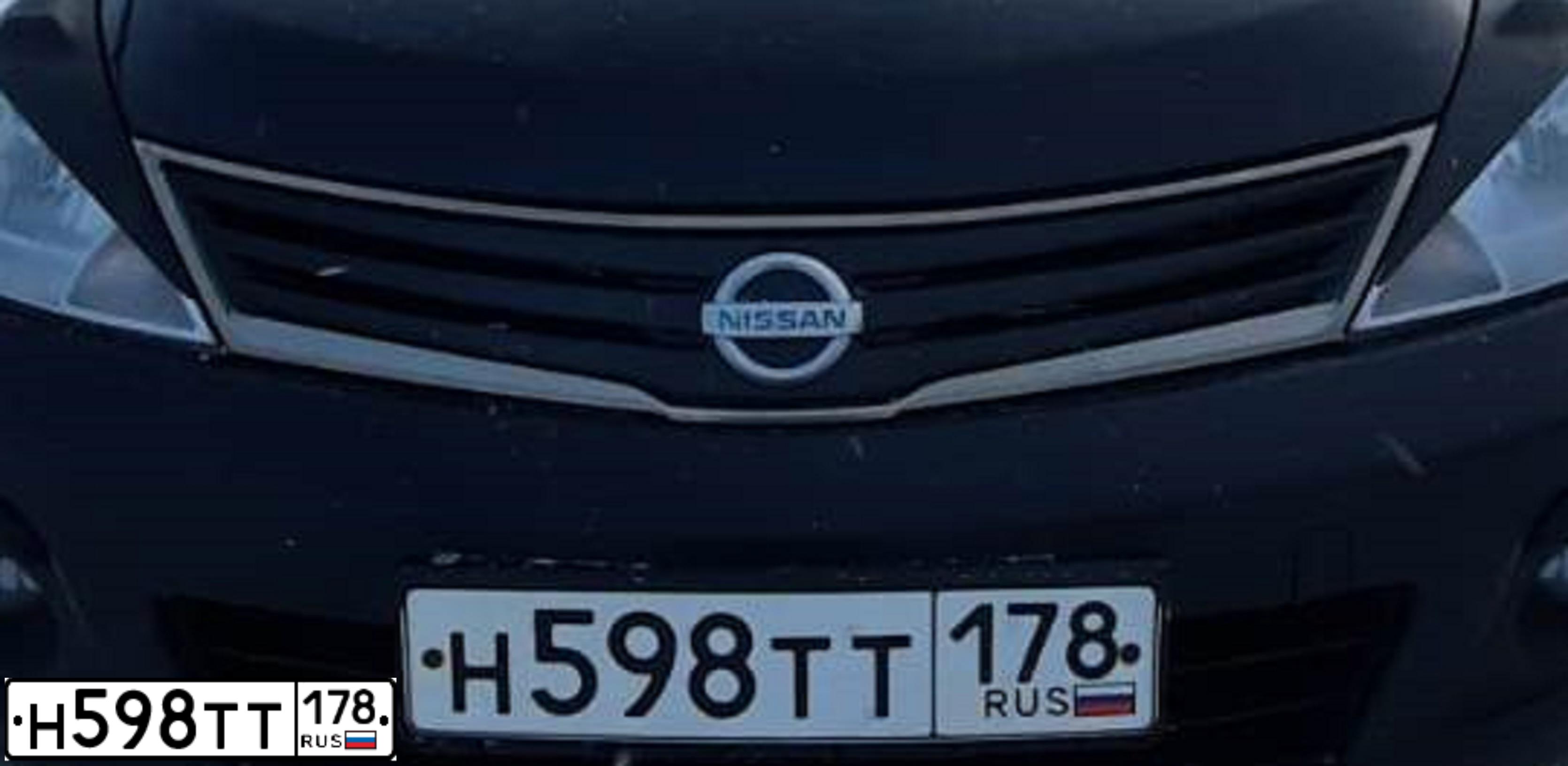 Фото автомобиля NISSAN TIIDA, 2012 — госномер Н598ТТ178. Цвет: ЧЕРНЫЙ
