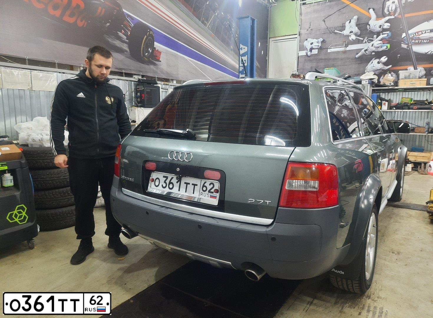 Фото автомобиля AUDI A6, 2003 — госномер М717АР40. Цвет: СЕРО-ЗЕЛЕНЫЙ