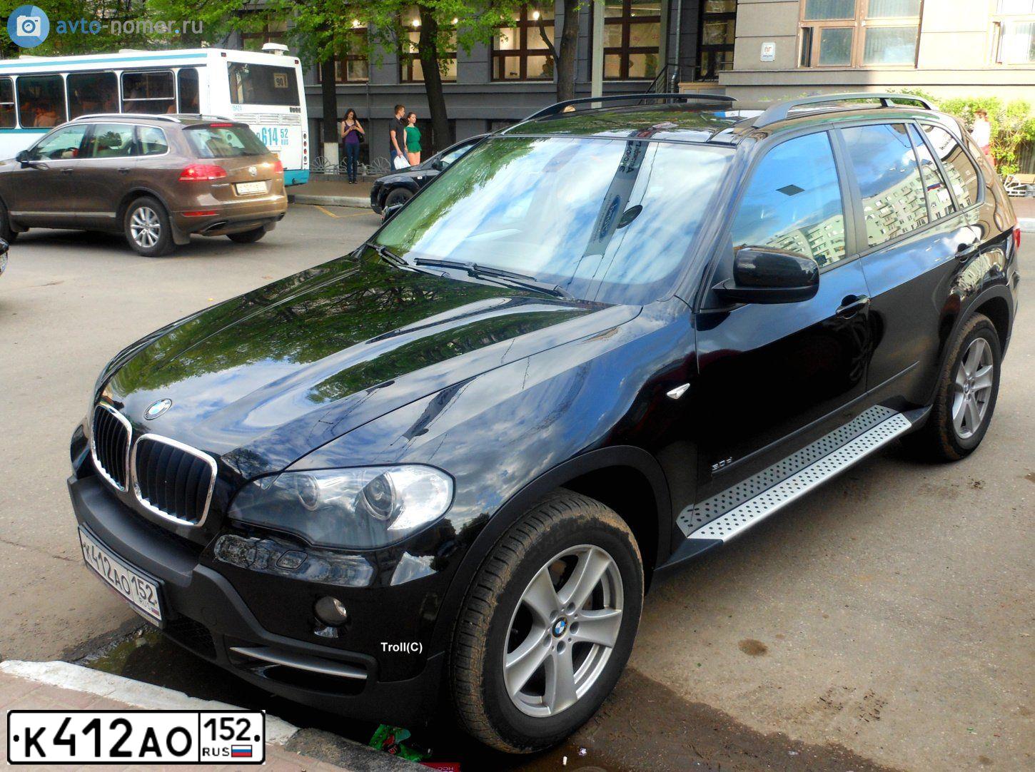 Фото автомобиля BMW X5, 2008 — госномер К412АО152. Цвет: ЧЕРНЫЙ