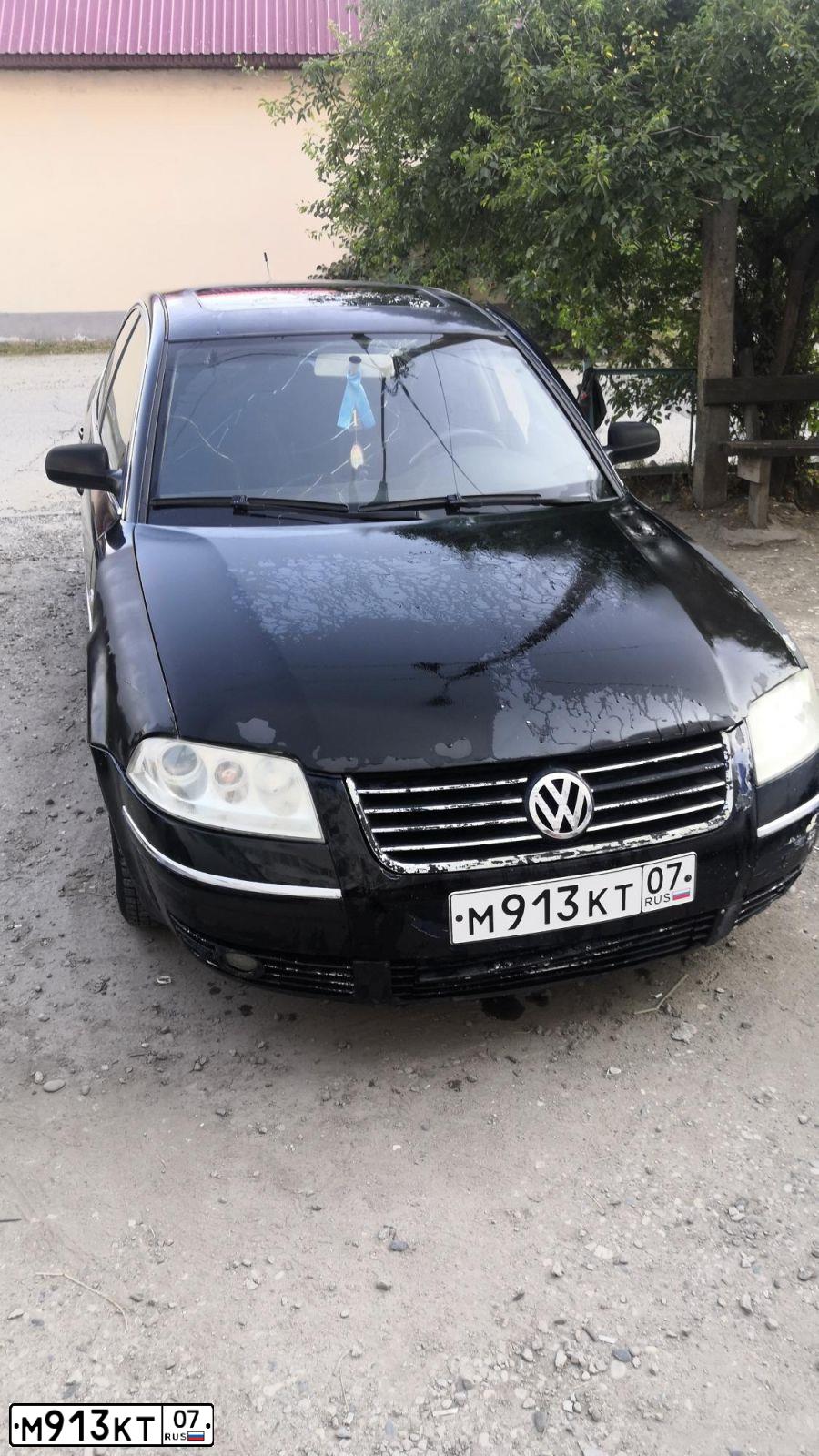 Фото автомобиля VOLKSWAGEN PASSAT, 2003 — госномер М913КТ07. Цвет: ЧЕРНЫЙ