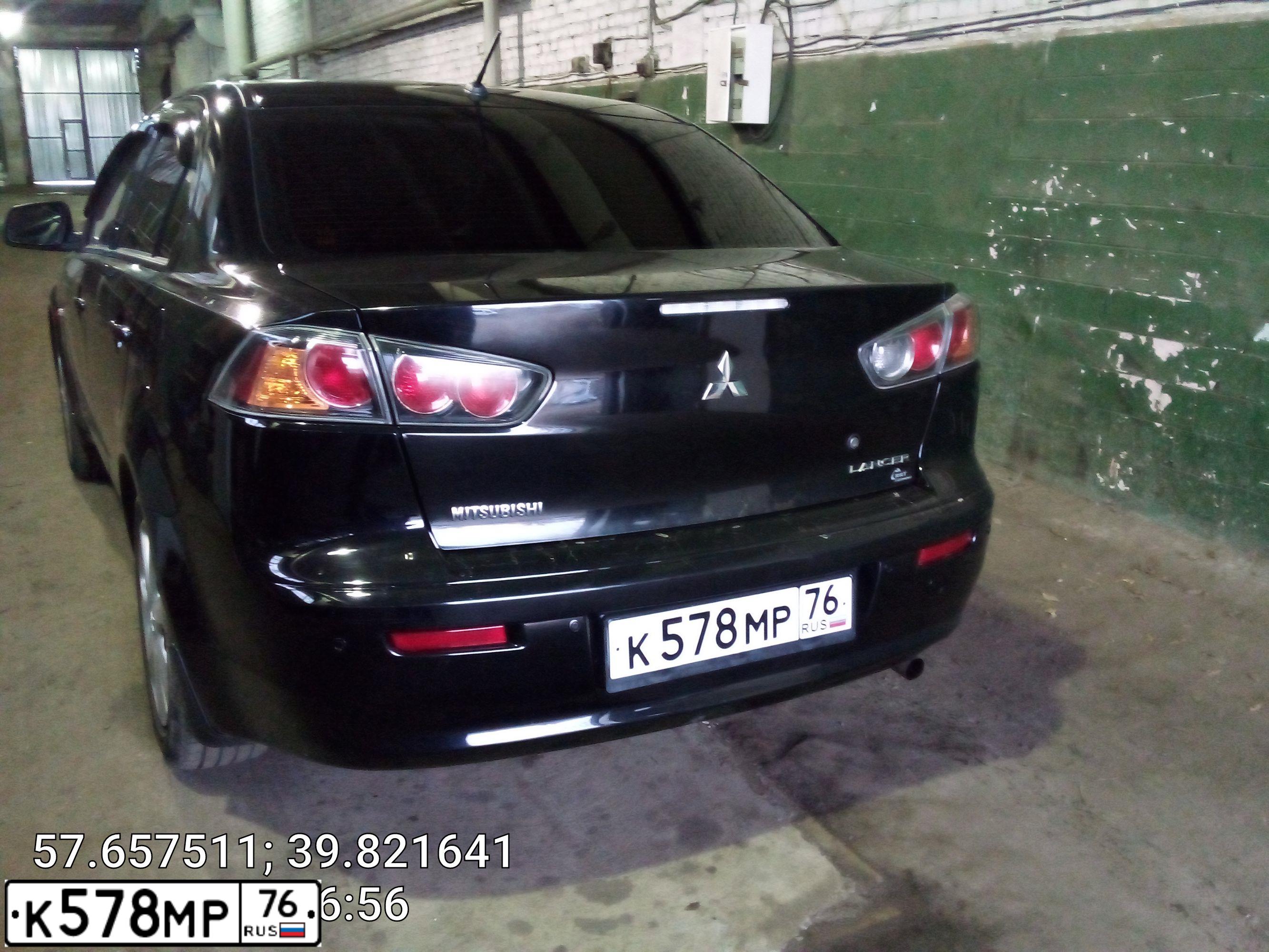 Фото автомобиля MITSUBISHI LANCER, 2013 — госномер К578МР76. Цвет: ЧЕРНЫЙ