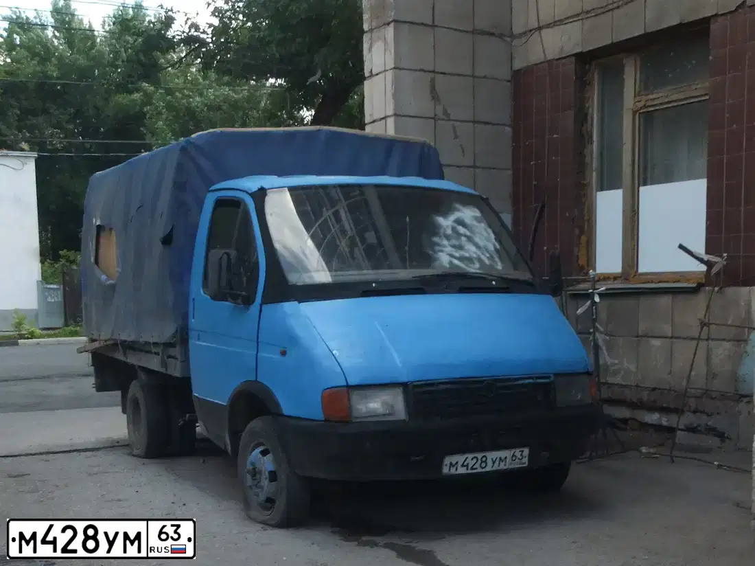 Фото автомобиля GAZ 3302 EL, 1996 — госномер М428УМ63. Цвет: ГОЛУБОЙ