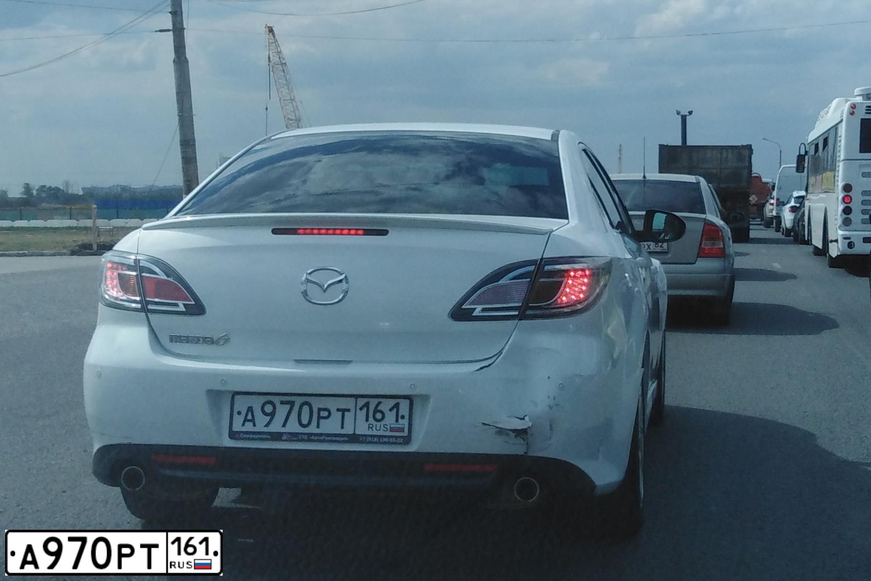 Фото автомобиля MAZDA 6, 2011 — госномер О333АА61. Цвет: Белый