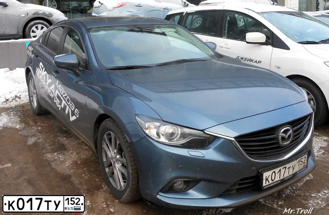 Фото автомобиля MAZDA 6, 2012 — госномер Е707МТ72. Цвет: СЕРО-ГОЛУБОЙ