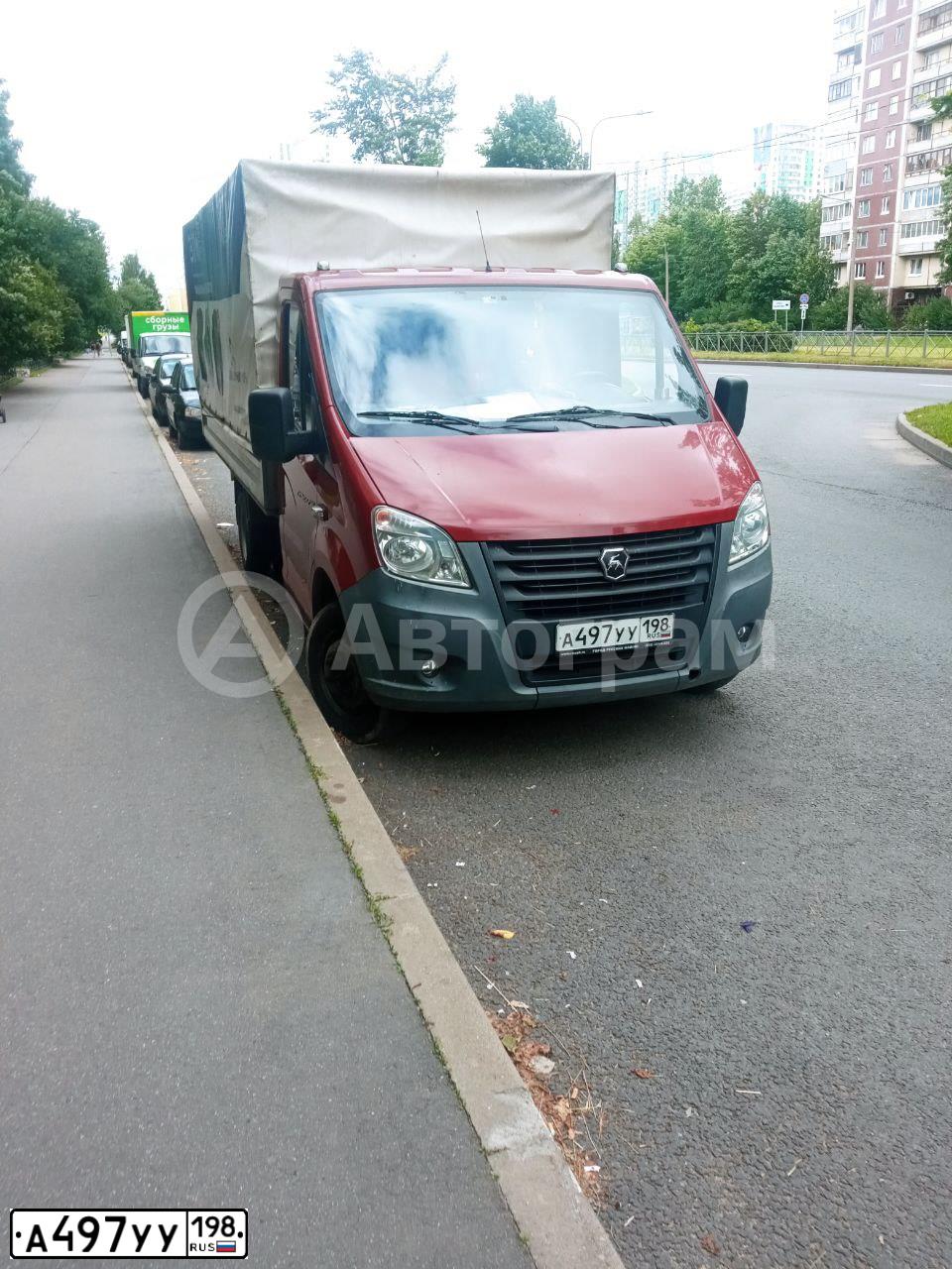 Фото автомобиля GAZ GAZEL NEXT, 2018 — госномер А497УУ198. Цвет: ВИШНЕВЫЙ