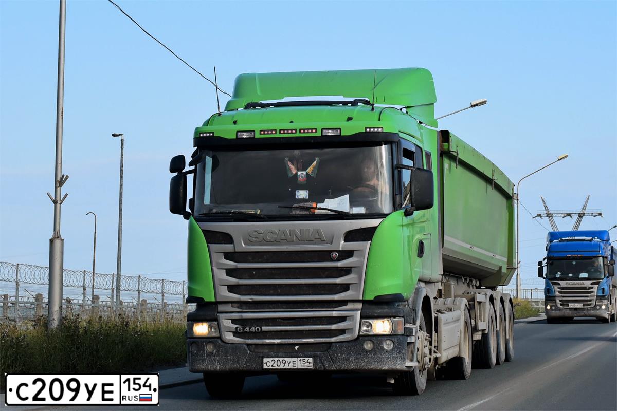 Фото автомобиля SCANIA SERIE G /4X2/, 2014 — госномер С209УЕ154. Цвет: ЗЕЛЕНЫЙ