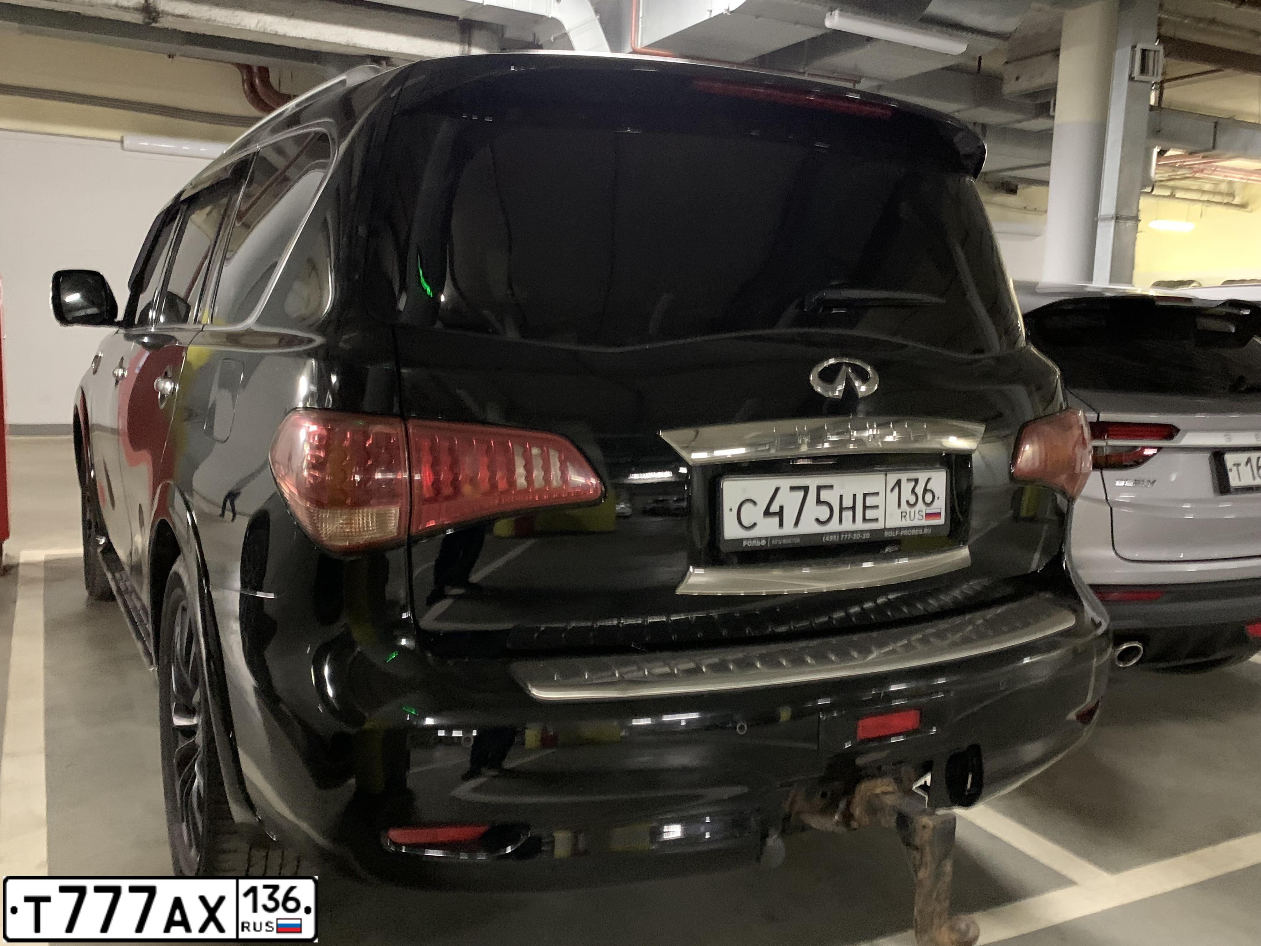 Фото автомобиля INFINITI QX80 /QX56/, 2015 — госномер Т777АХ136. Цвет: ЧЕРНЫЙ