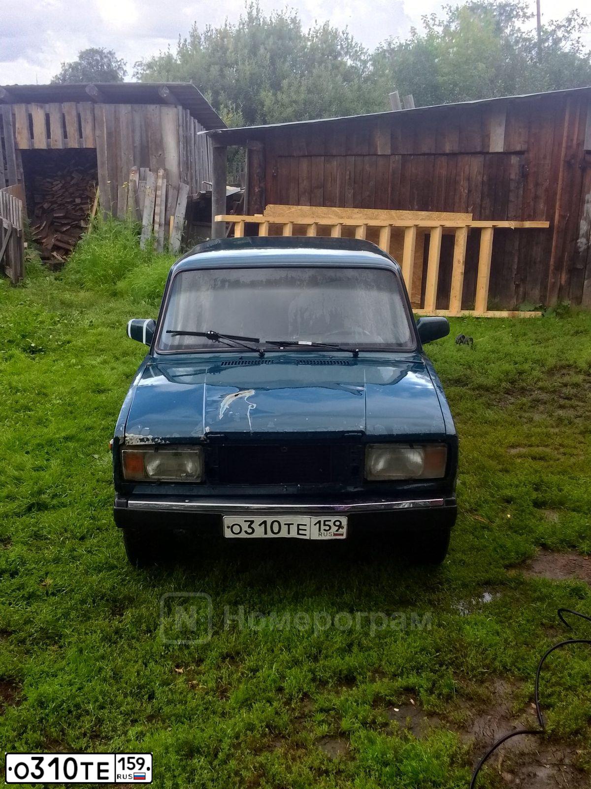 Фото автомобиля VAZ 2107 LADA, 2000 — госномер О310ТЕ159. Цвет: Сине-зеленый