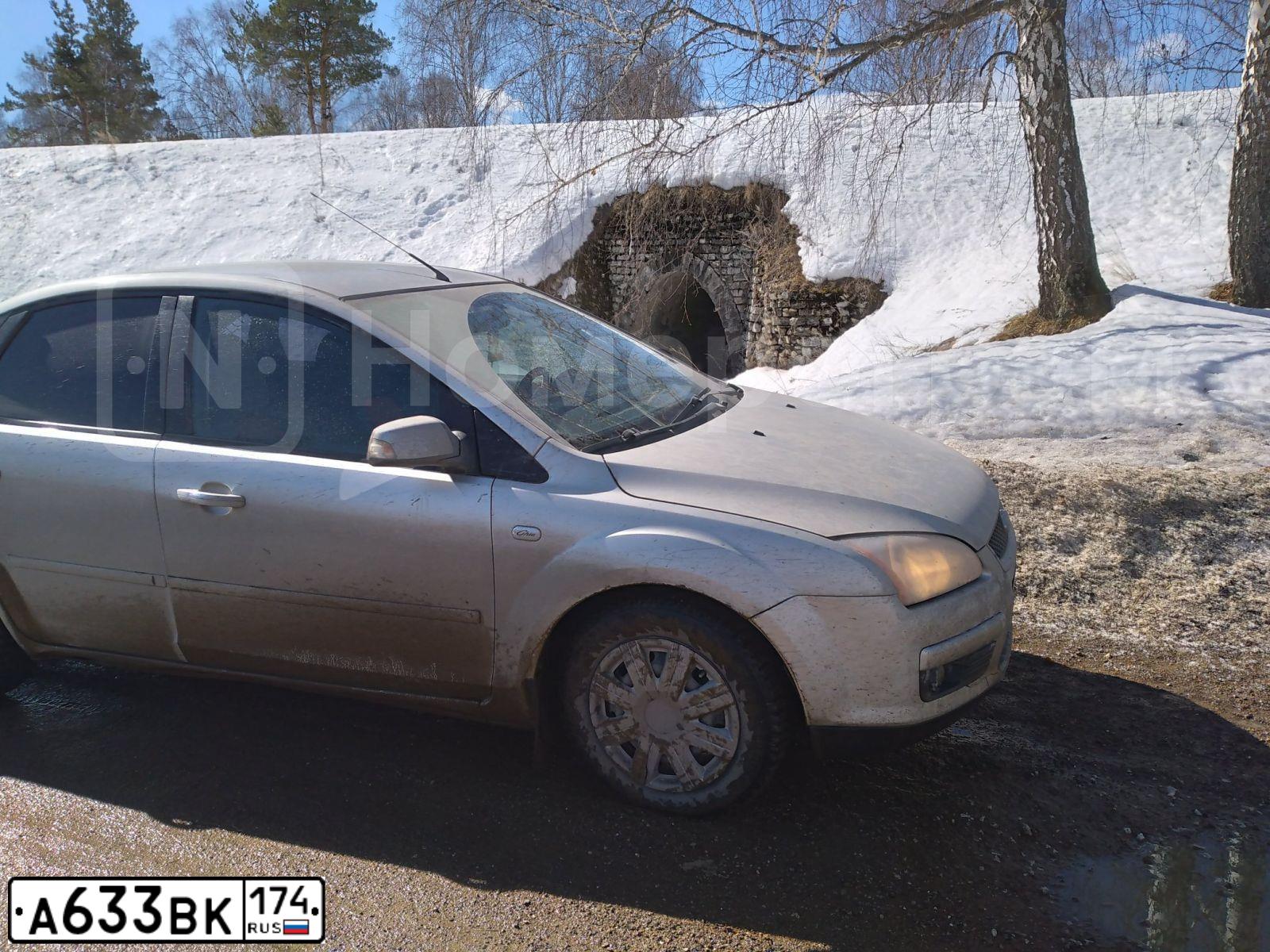 Фото автомобиля FORD FOCUS, 2008 — госномер А633ВК174. Цвет: Серебристый