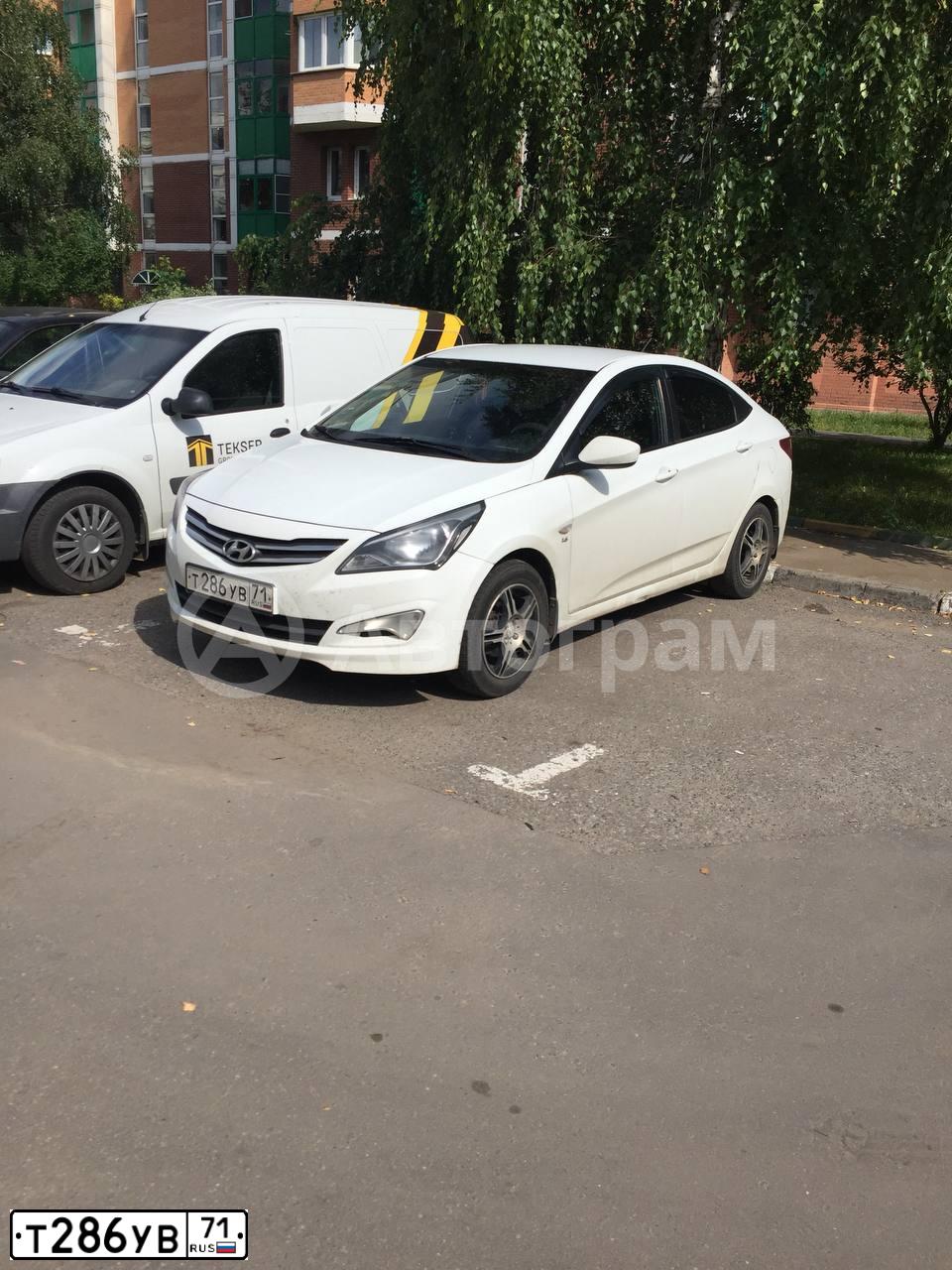 Фото автомобиля HYUNDAI SOLARIS, 2015 — госномер Т286УВ71. Цвет: БЕЛЫЙ