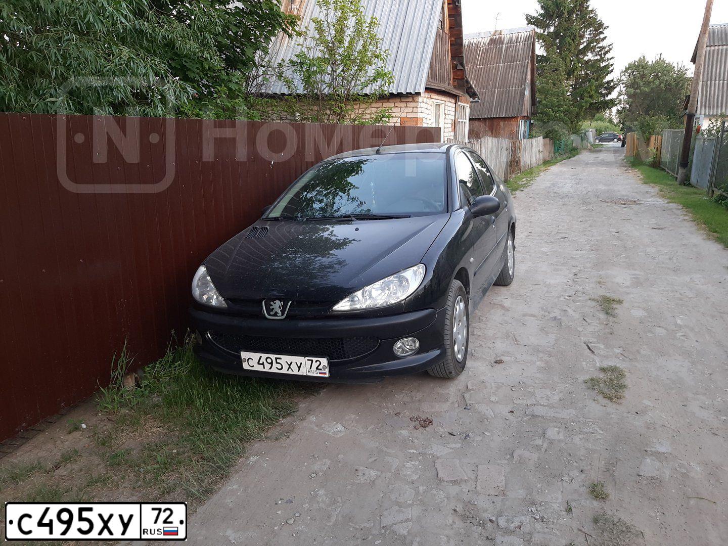 Фото автомобиля PEUGEOT 206, 2008 — госномер С495ХУ72. Цвет: ЧЕРНЫЙ