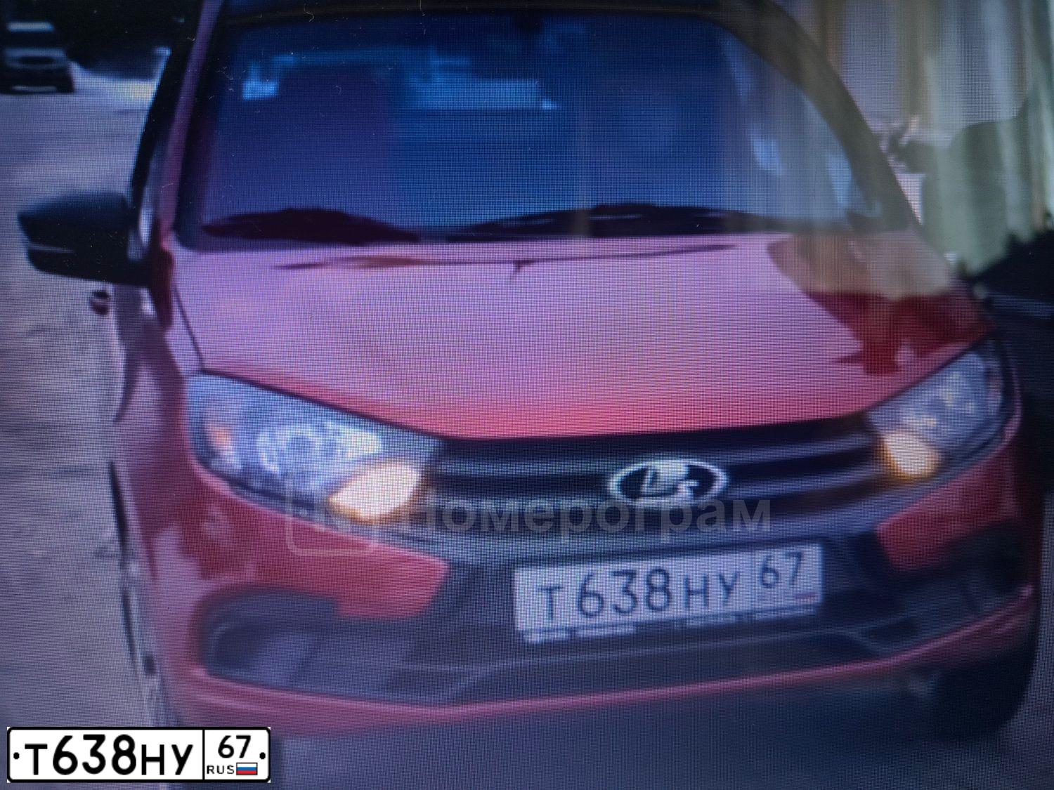 Фото автомобиля LADA GRANTA, 2022 — госномер Т638НУ67. Цвет: Красный