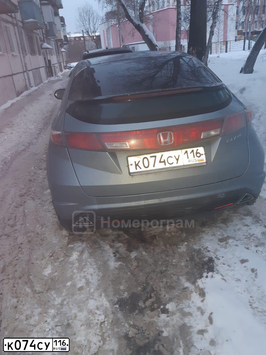Фото автомобиля HONDA CIVIC, 2008 — госномер У495АР716. Цвет: СЕРО-ГОЛУБОЙ