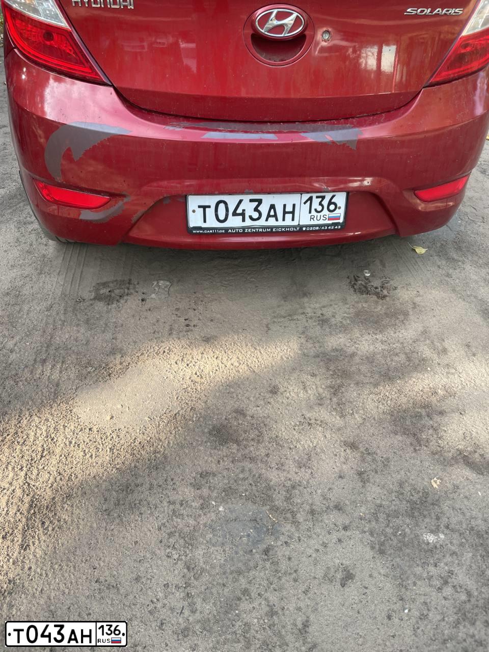 Фото автомобиля HYUNDAI SOLARIS, 2012 — госномер Т043АН136. Цвет: КРАСНЫЙ ГРАНАТ