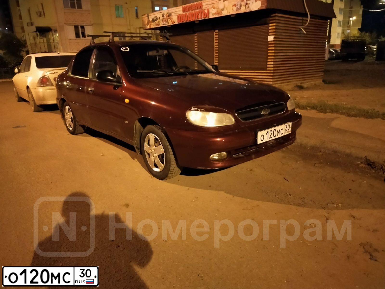 Фото автомобиля ZAZ LANOS, 2008 — госномер О120МС30. Цвет: ВИШНЕВЫЙ