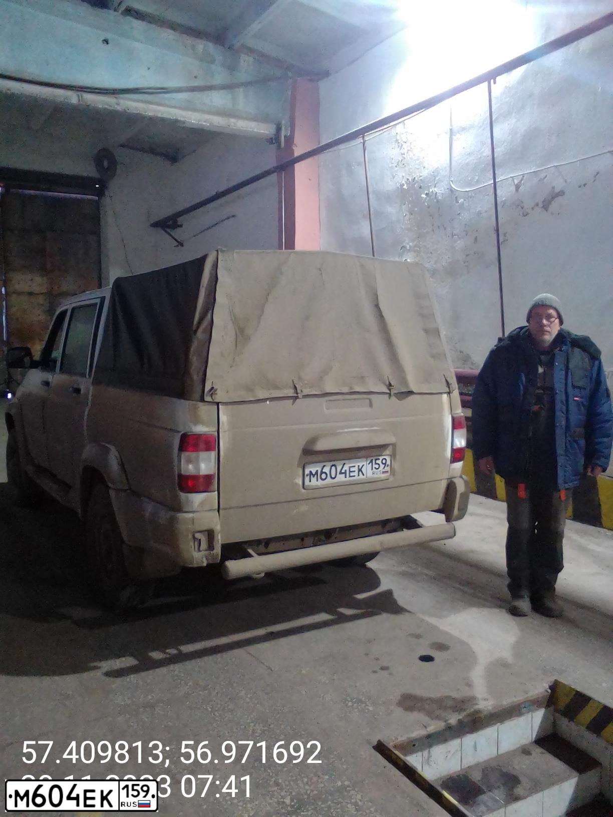 Фото автомобиля UAZ 2363 PICKUP, 2018 — госномер М604ЕК159. Цвет: БЕЛЫЙ НЕМЕТАЛЛИК