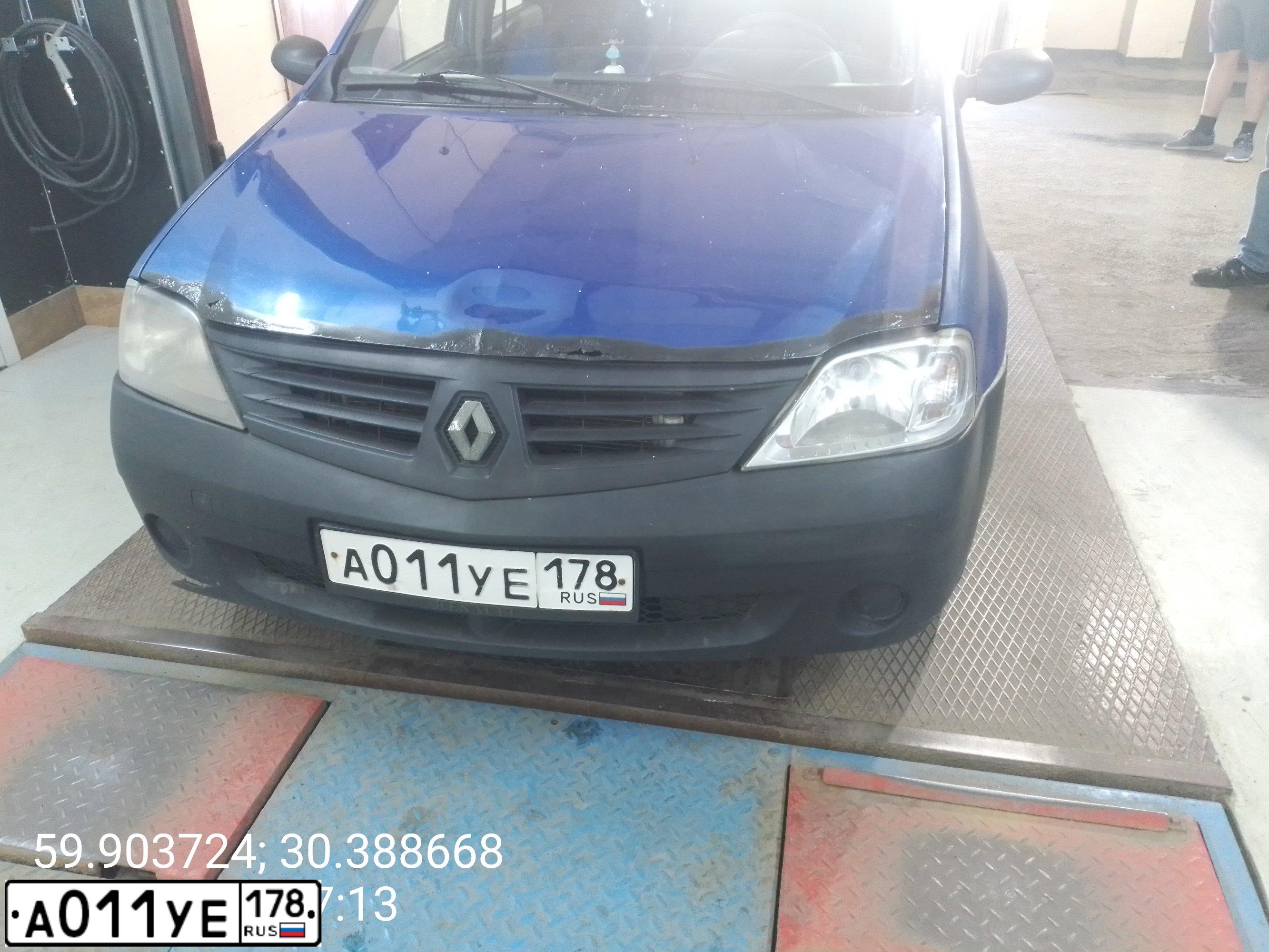 Фото автомобиля RENAULT LOGAN, 2008 — госномер А011УЕ178. Цвет: СИНИЙ МЕТАЛЛИК