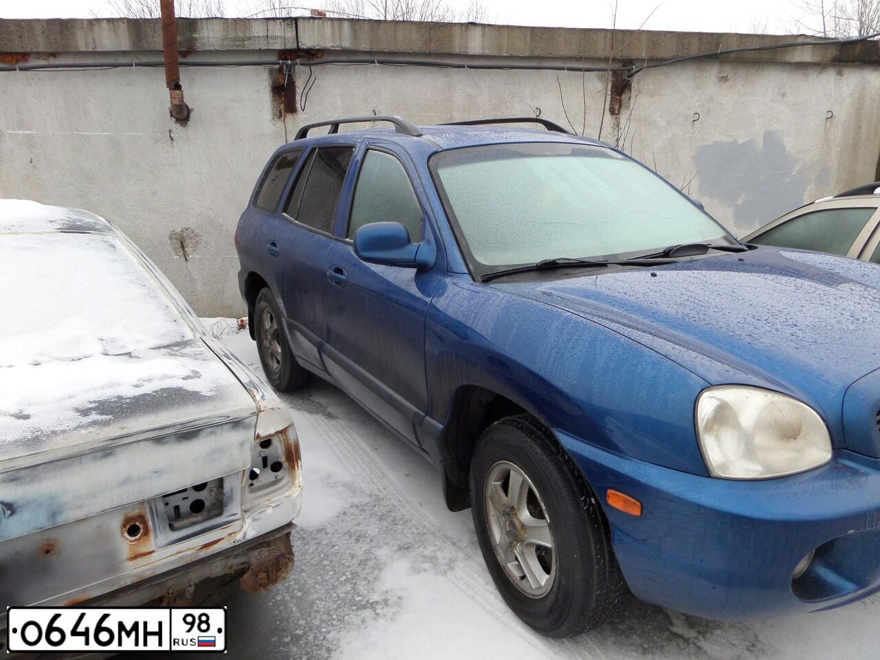 Фото автомобиля HYUNDAI SANTA FE, 2002 — госномер Р487КВ198. Цвет: синий