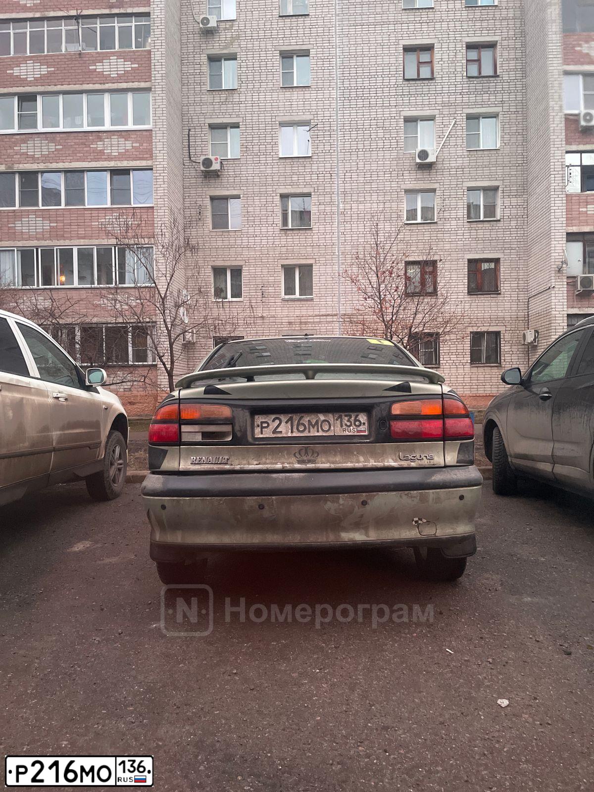 Фото автомобиля RENAULT LAGUNA, 2000 — госномер Р216МО136. Цвет: СВЕТЛО-ЗЕЛЕНЫЙ