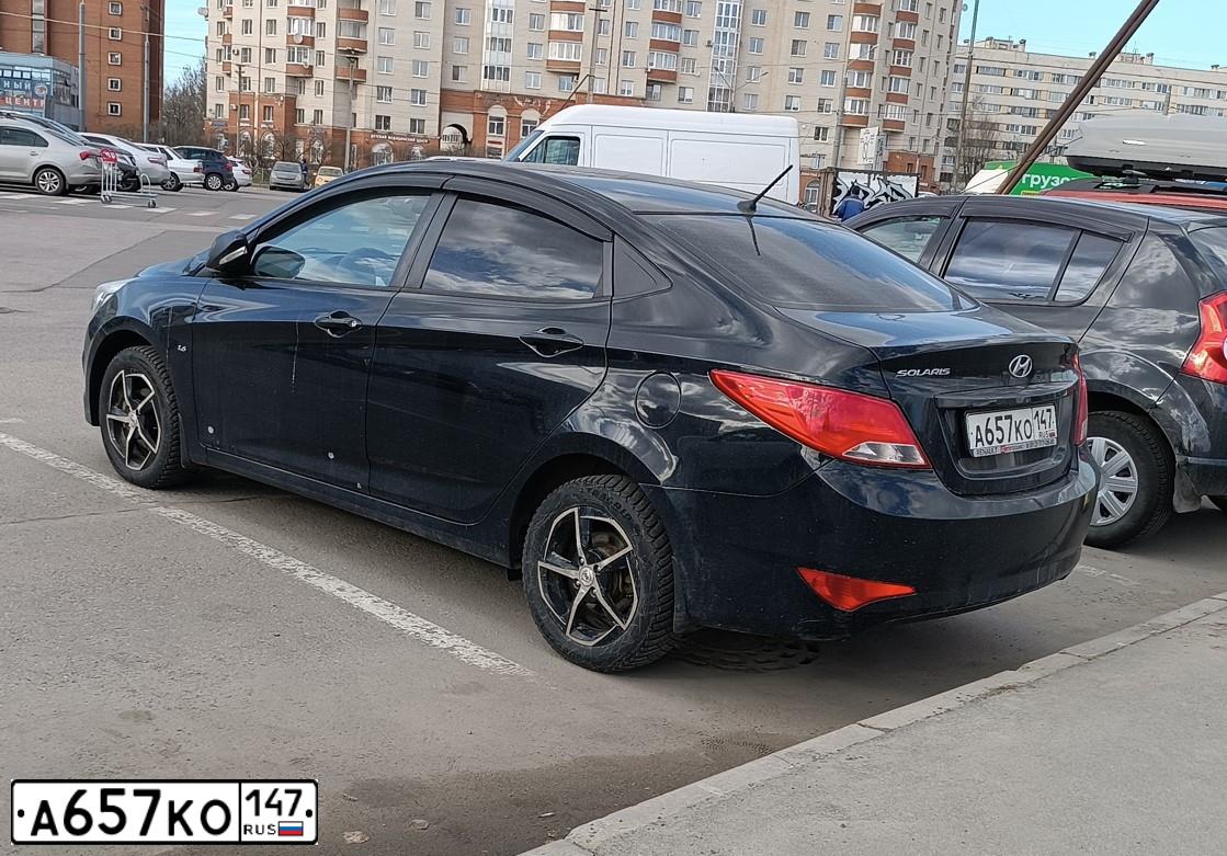 Фото автомобиля HYUNDAI SOLARIS, 2016 — госномер А657КО147. Цвет: ЧЕРНЫЙ