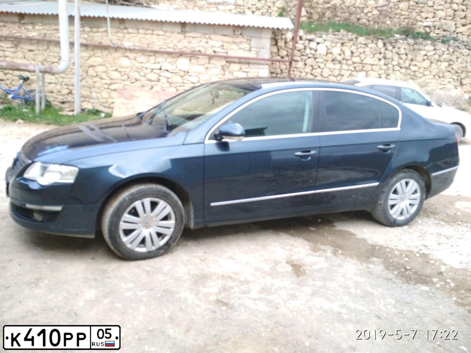 Фото автомобиля VOLKSWAGEN PASSAT, 2008 — госномер К410РР05. Цвет: СЕРО-СИНИЙ