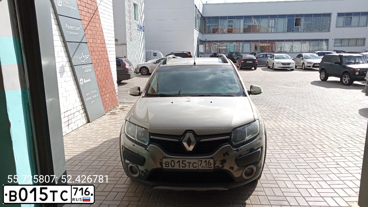 Фото автомобиля RENAULT T SANDERO, 2016 — госномер М761ВР716. Цвет: БЕЖЕВЫЙ