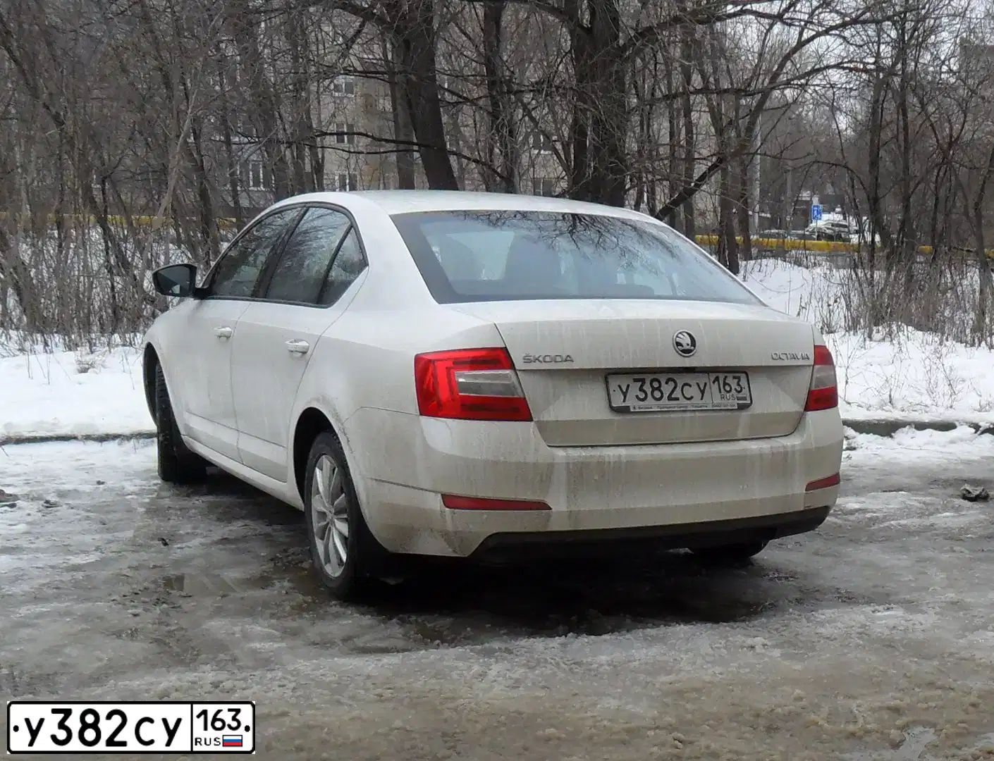 Фото автомобиля SKODA OCTAVIA, 2014 — госномер Н755КН763. Цвет: Белый
