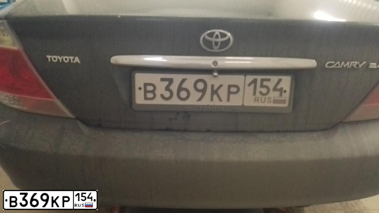 Фото автомобиля TOYOTA CAMRY, 2005 — госномер В369КР154. Цвет: ЧЕРНЫЙ