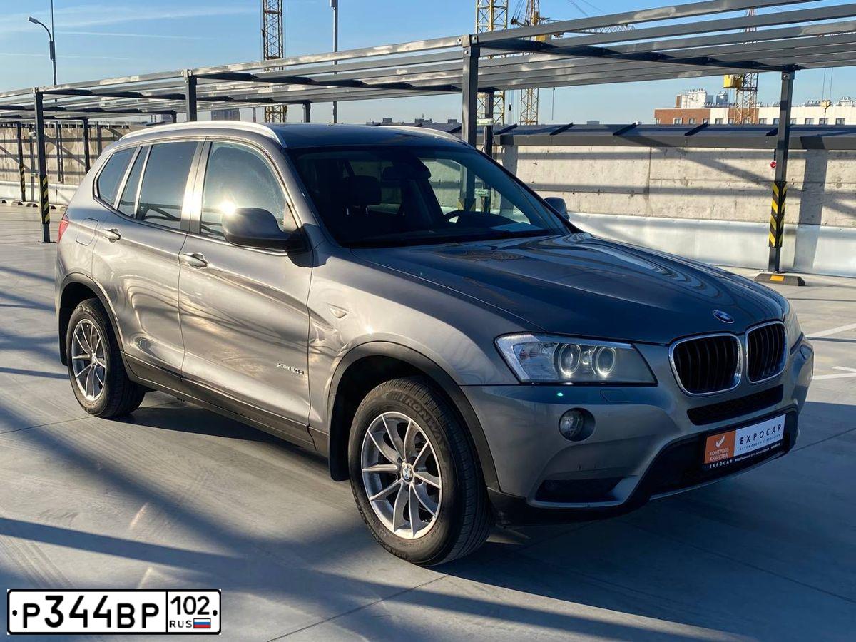 Фото автомобиля BMW X3, 2013 — госномер Р344ВР102. Цвет: СЕРЫЙ