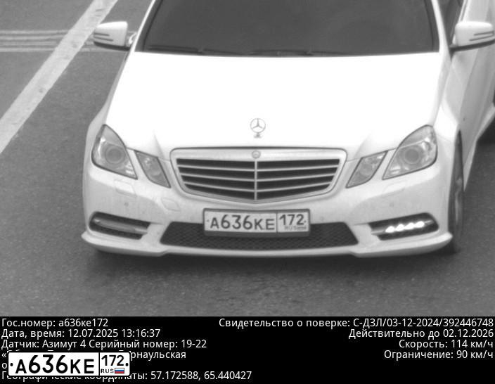 Фото автомобиля MERCEDES E-KLASSE, 2012 — госномер У772НС72. Цвет: Белый