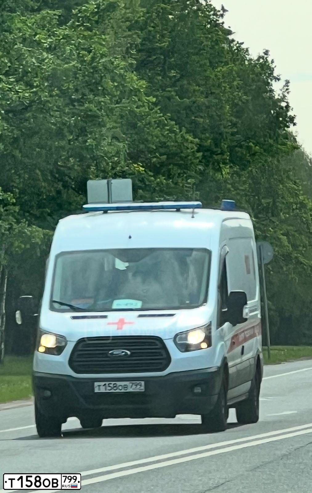 Фото автомобиля FORD TRANSIT, 2019 — госномер Т158ОВ799. Цвет: ЦВ СХ А1 ПО ГОСТ Р 50574-2019