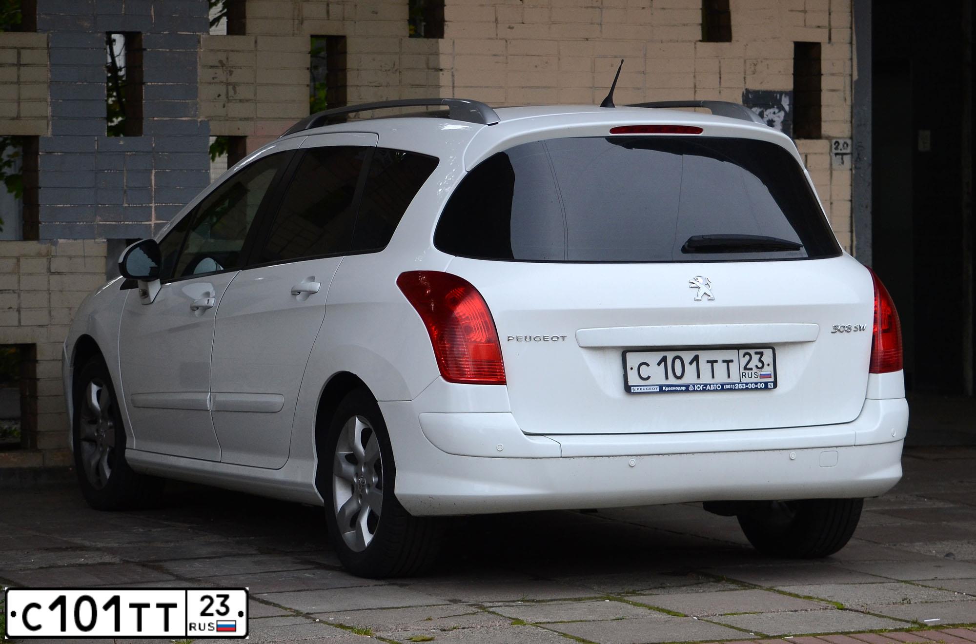 Фото автомобиля PEUGEOT T 308, 2011 — госномер Р101АЕ123. Цвет: Белый