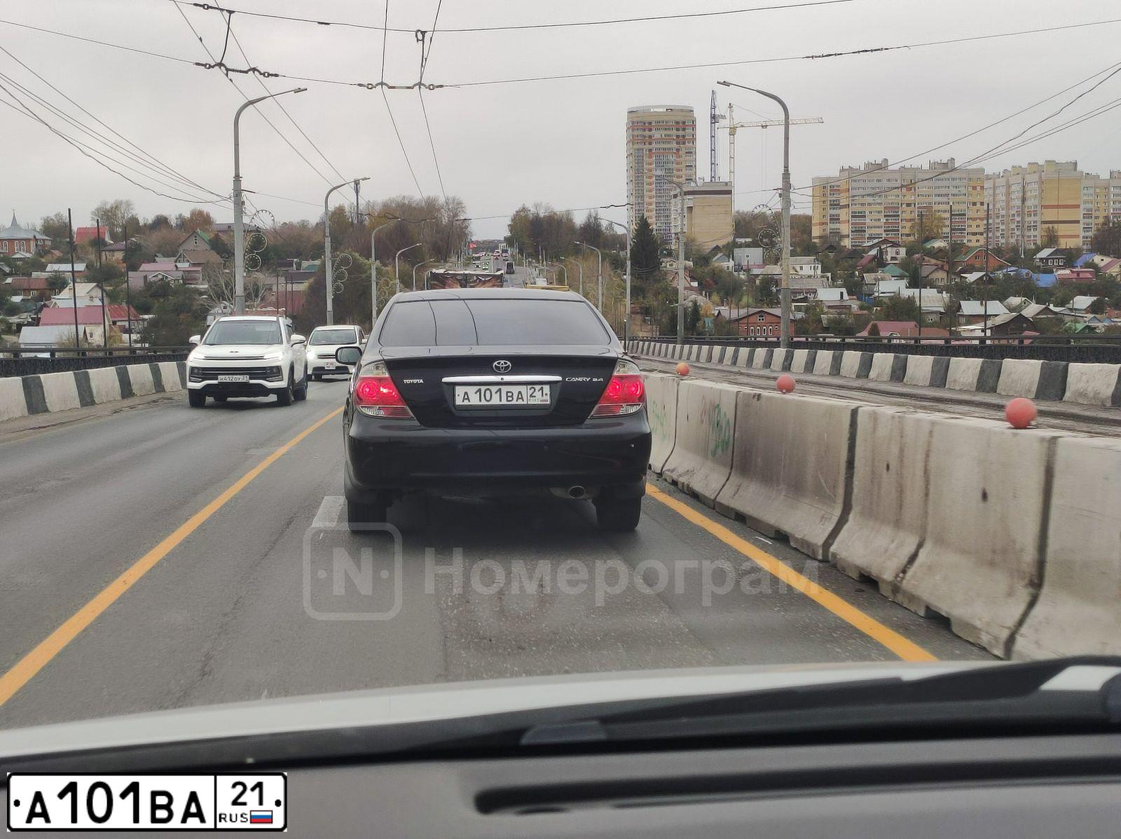 Фото автомобиля TOYOTA CAMRY, 2005 — госномер А101ВА21. Цвет: ЧЕРНЫЙ