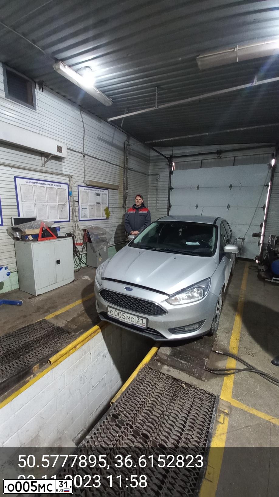 Фото автомобиля FORD FOCUS, 2017 — госномер О005МС31. Цвет: СЕРЕБРИСТЫЙ