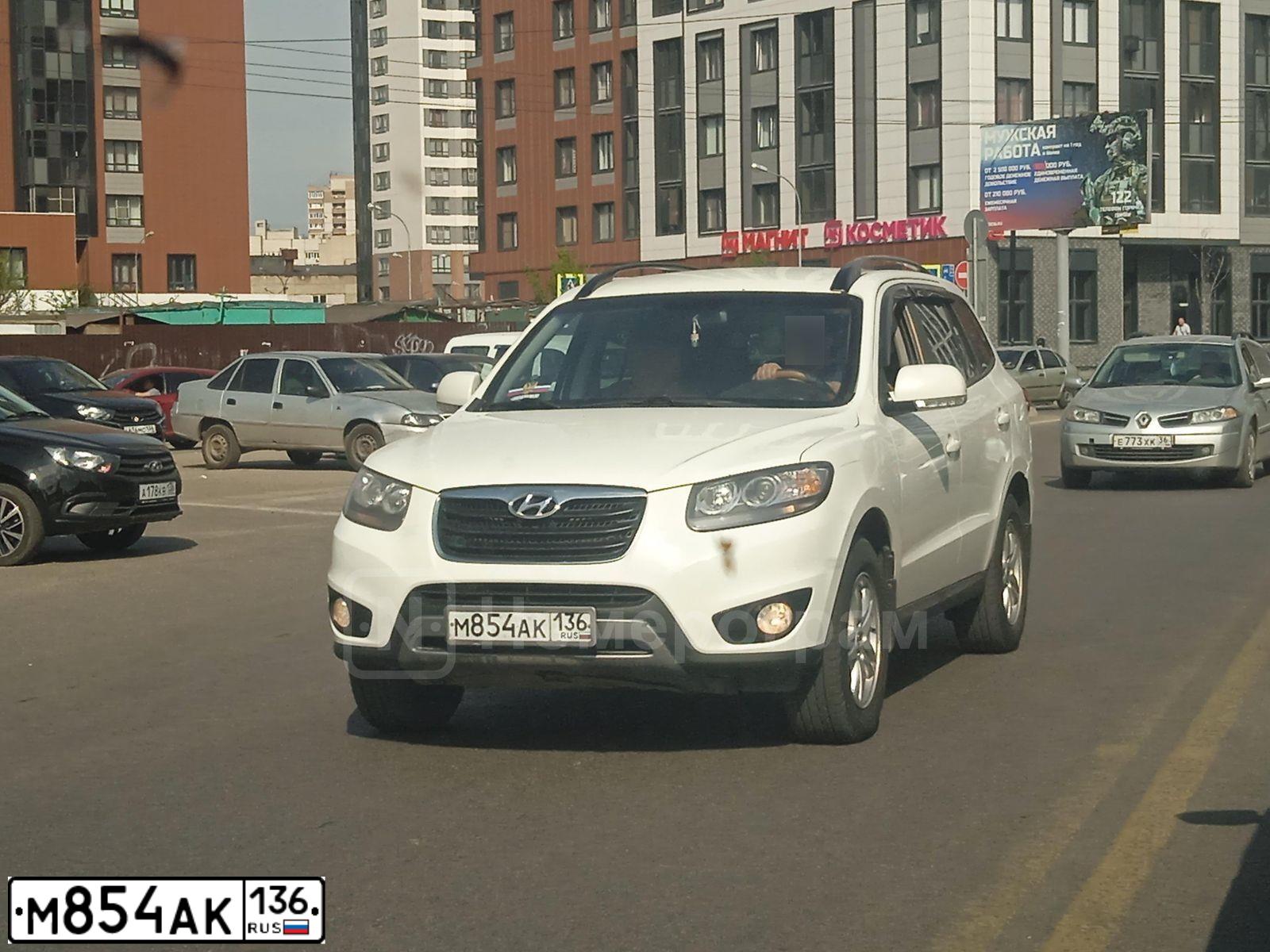 Фото автомобиля HYUNDAI SANTA FE, 2012 — госномер Т293ТТ36. Цвет: БЕЛЫЙ