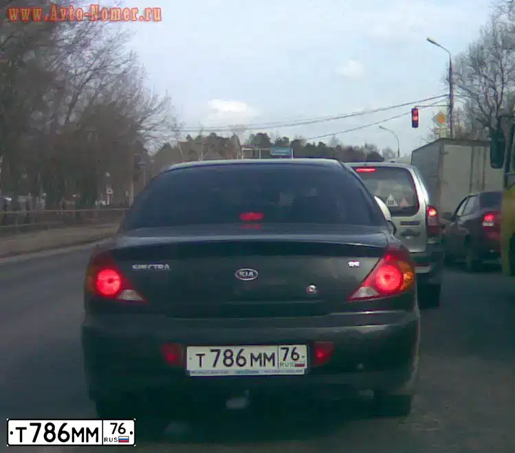 Фото автомобиля KIA SPECTRA, 2008 — госномер Т786ММ76. Цвет: ЧЕРНЫЙ