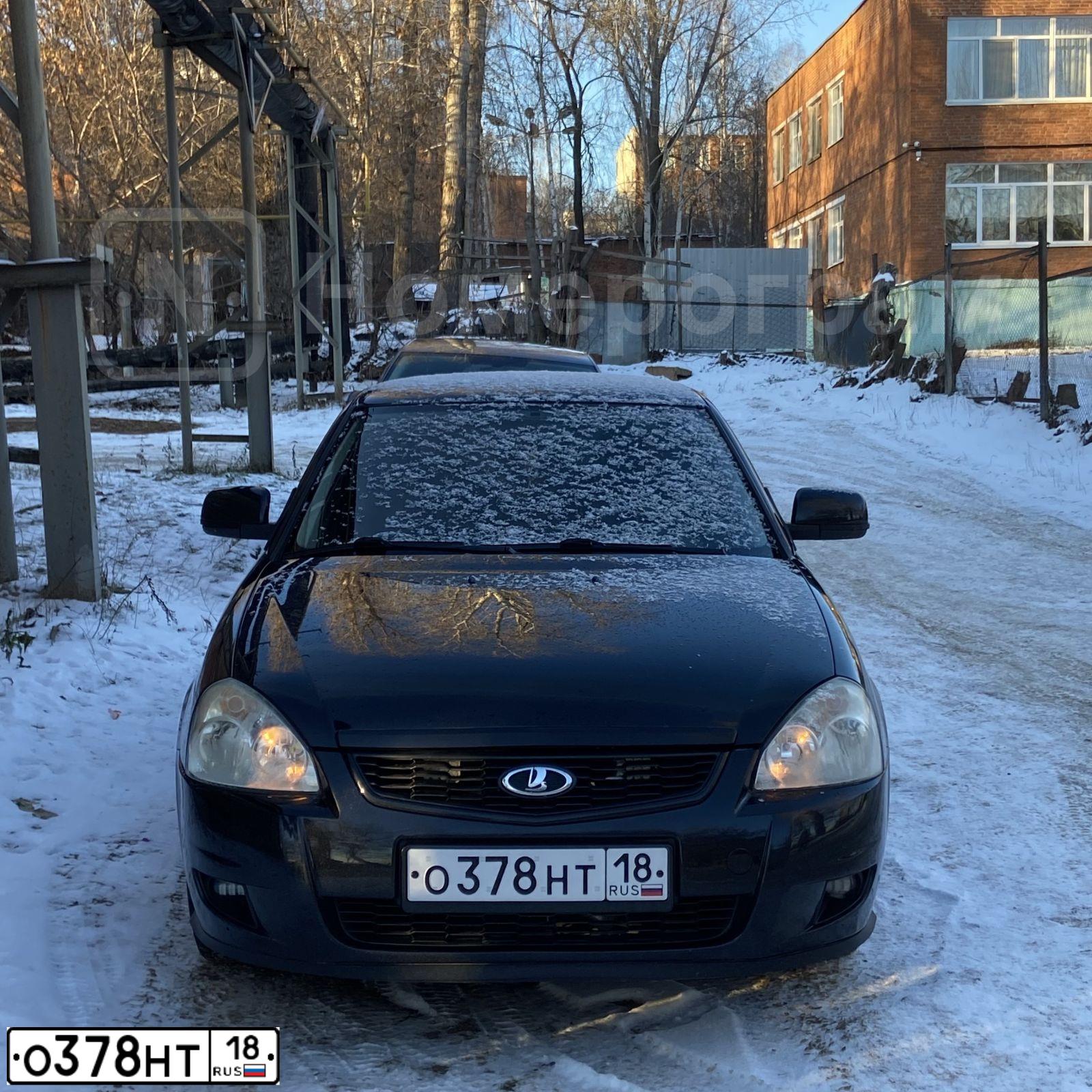 Фото автомобиля LADA 2170 PRIORA, 2009 — госномер О378НТ18. Цвет: Сине-Черный