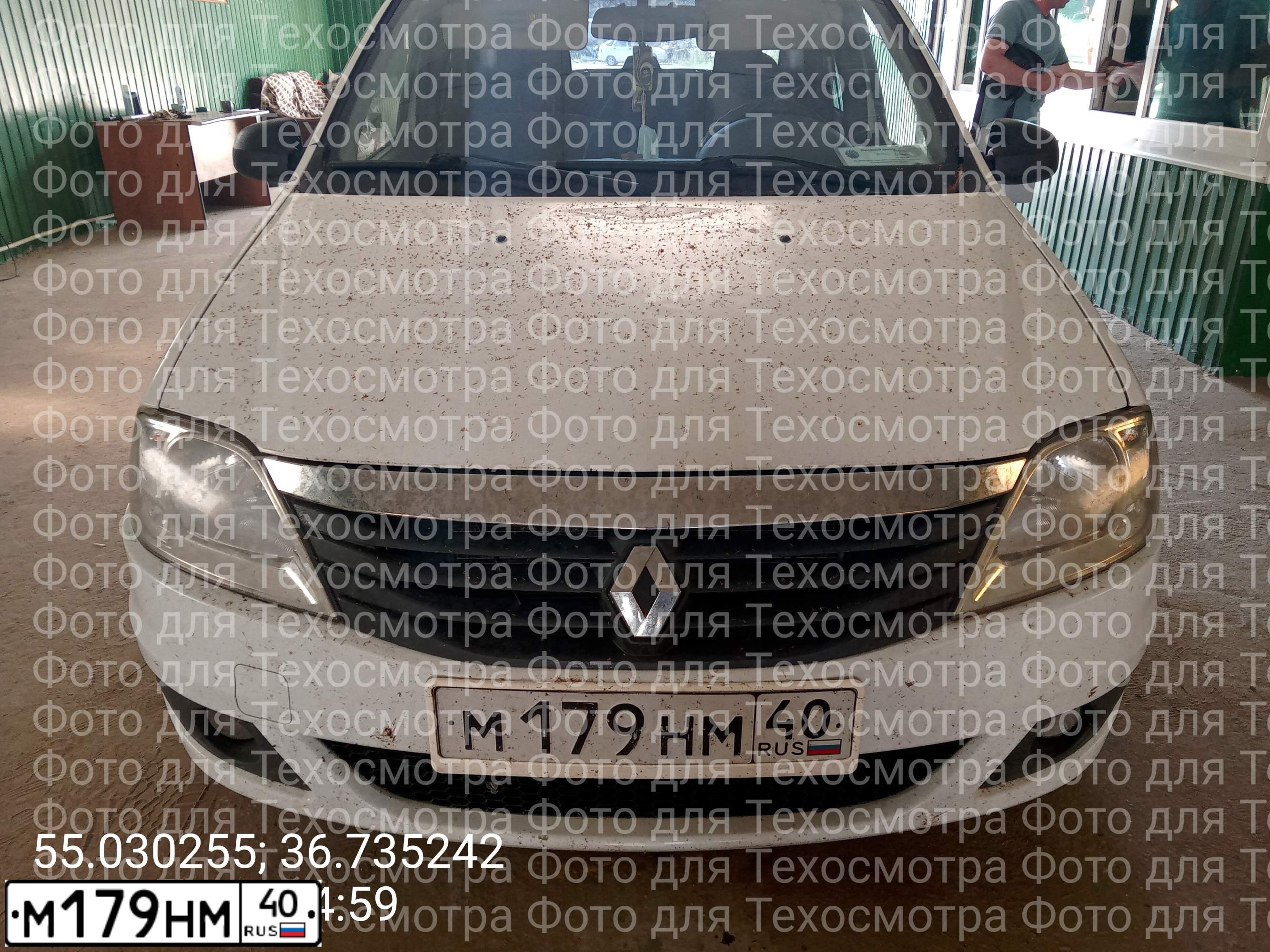Фото автомобиля RENAULT T LOGAN, 2010 — госномер М179НМ40. Цвет: Белый