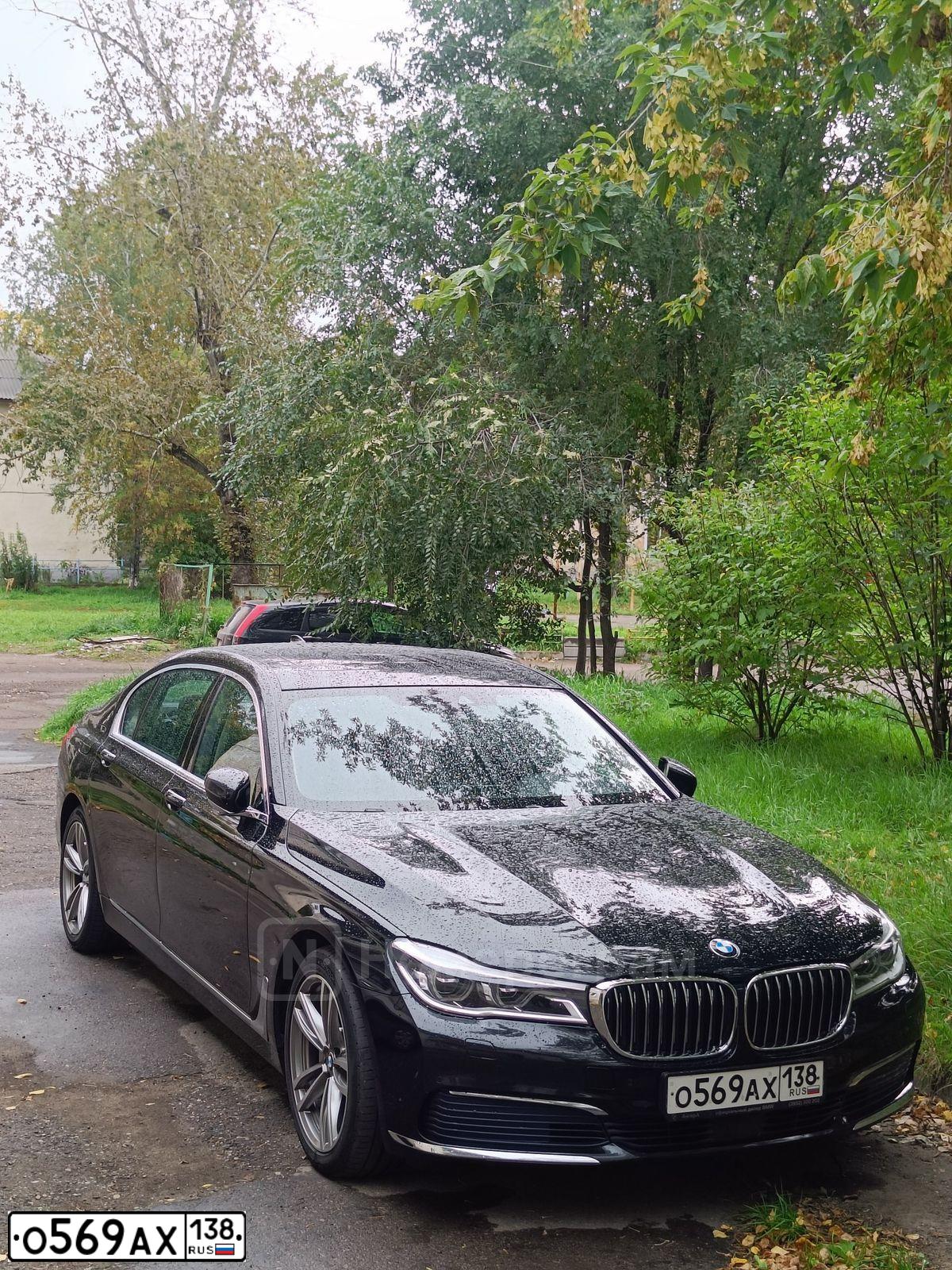 Фото автомобиля BMW SERIE 7, 2015 — госномер О569АХ138. Цвет: ЧЕРНЫЙ
