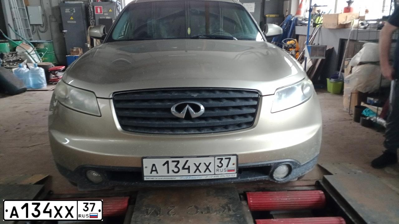 Фото автомобиля INFINITI FX35, 2003 — госномер М600ЕО181. Цвет: ЗОЛОТИСТЫЙ