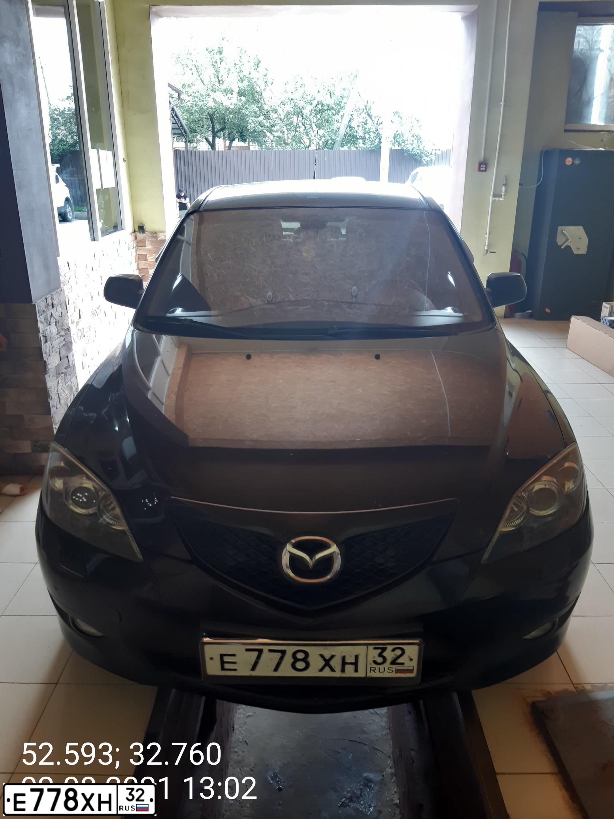 Фото автомобиля MAZDA 3, 2007 — госномер Е778ХН32. Цвет: ЧЕРНЫЙ