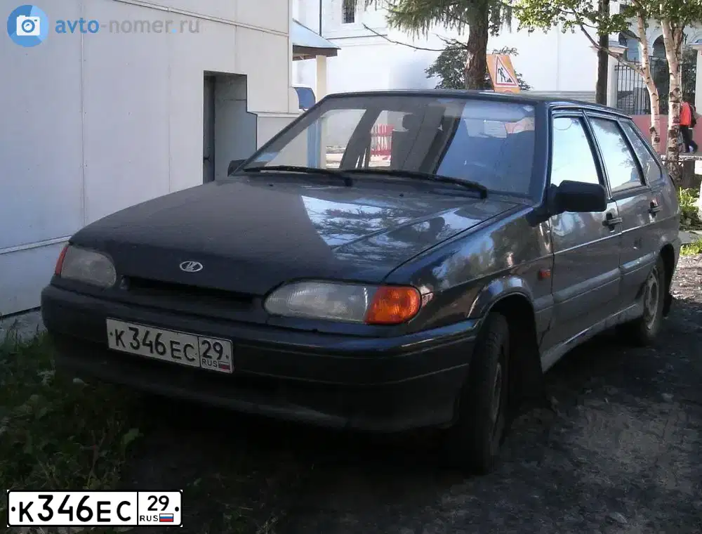 Фото автомобиля LADA 2114 SAMARA, 2005 — госномер К346ЕС29. Цвет: ЧЕРНЫЙ МЕТАЛЛИК