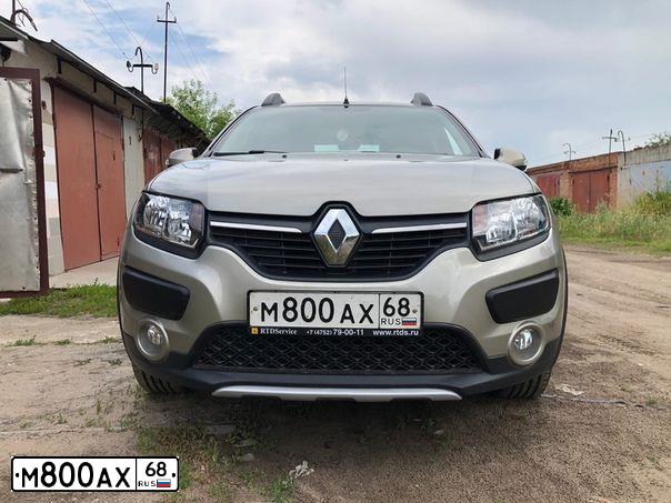 Фото автомобиля RENAULT SANDERO, 2016 — госномер Е869ЕХ136. Цвет: БЕЖЕВЫЙ