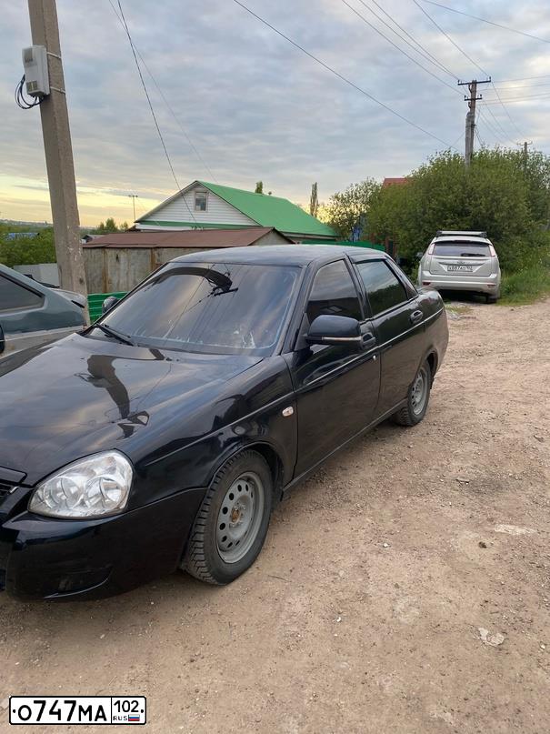 Фото автомобиля LADA 2170 PRIORA, 2007 — госномер О747МА102. Цвет: Сине-Черный