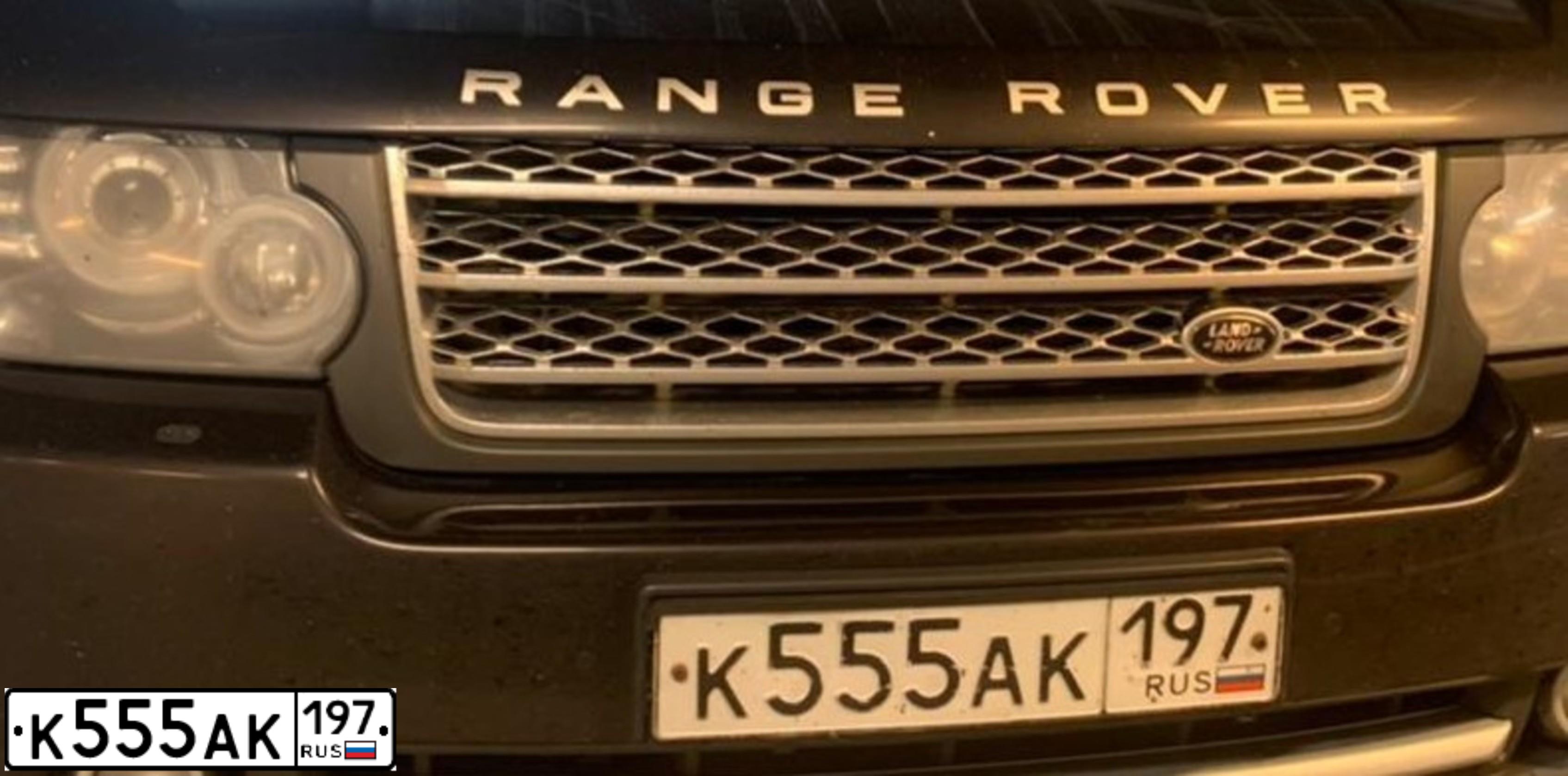 Фото автомобиля LANDROVER RANGE ROVER, 2011 — госномер К555АК197. Цвет: КОРИЧНЕВЫЙ ТЕМНЫЙ