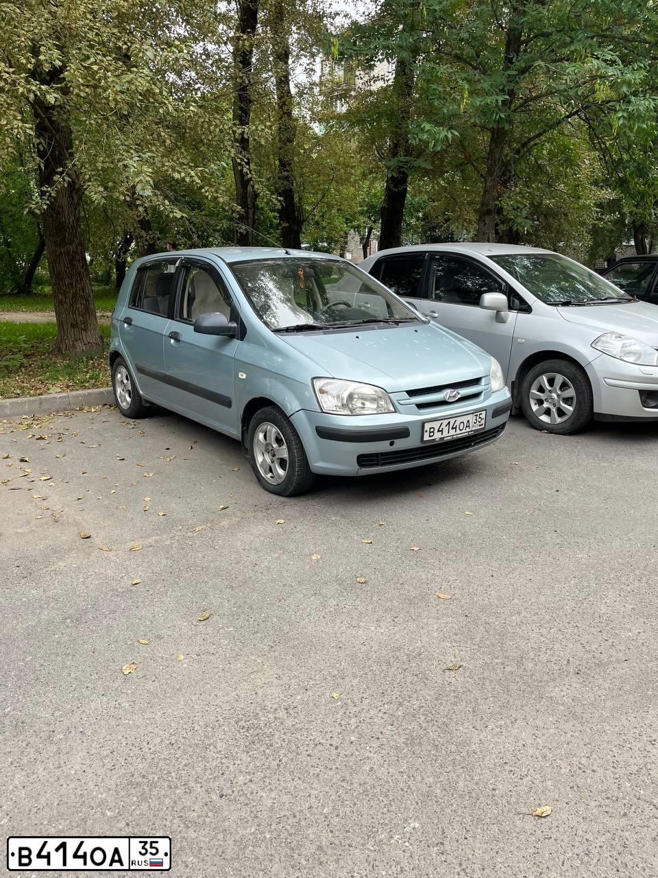 Фото автомобиля HYUNDAI GETZ, 2004 — госномер В414ОА35. Цвет: СВЕТЛО-ГОЛУБОЙ