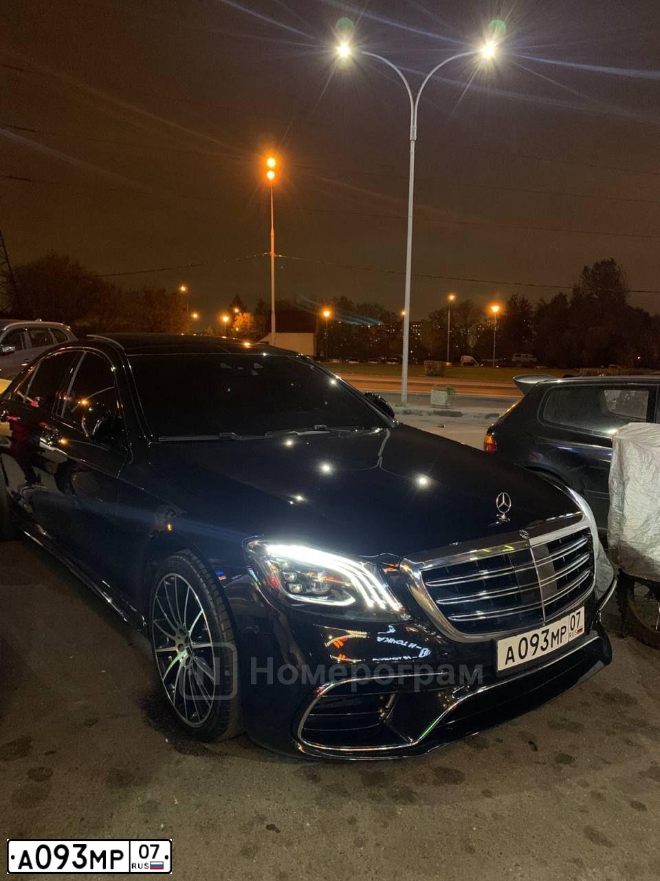 Фото автомобиля MERCEDES S-KLASSE, 2015 — госномер А093МР07. Цвет: ЧЕРНЫЙ